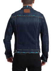 Dolce & Gabbana Embellished Turquoise Denim Jacket