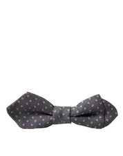 Dolce & Gabbana Elegant Silk Gray Polka Dot Bow Tie