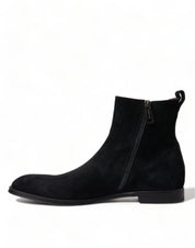 Dolce & Gabbana Elegant Black Velvet Mid-Calf Boots