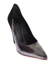 Cédric Charlier Gray Black Leather Suede Heels Pumps Shoes
