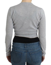 Cavalli Gray cropped wool cardigan