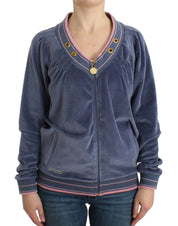 Cavalli Blue velvet zipup sweater