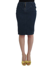 Cavalli Blue corduroy pencil skirt