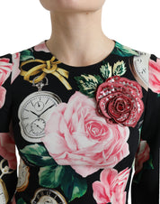 Dolce & Gabbana Black Floral Embellished Lace A-line Dress