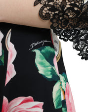 Dolce & Gabbana Black Floral Embellished Lace A-line Dress