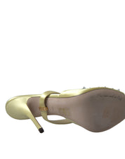 Dolce & Gabbana Yellow Satin Crystal Mary Janes Sandals