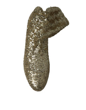 Dolce & Gabbana Gold Sequined Short Boots Stretch Shoes