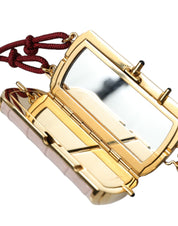 Dolce & Gabbana Pink Exotic Leather Mini Mirror Tassel Makeup Bag