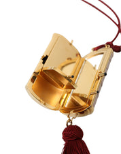 Dolce & Gabbana Pink Exotic Leather Mini Mirror Tassel Makeup Bag