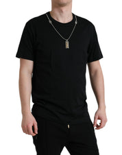 Dolce & Gabbana Sleek Cotton Round Neck T-Shirt with Chain Detail