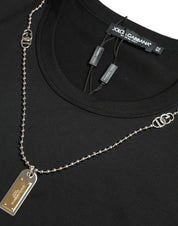 Dolce & Gabbana Sleek Cotton Round Neck T-Shirt with Chain Detail