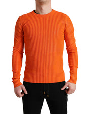 Dolce & Gabbana Sleek Sunset Orange Knitted Pullover Sweater