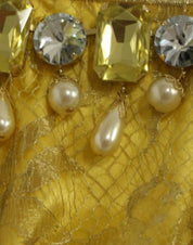 Dolce & Gabbana Yellow lace crystal mini dress