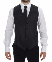 Dolce & Gabbana Elegant Gray Striped Dress Vest