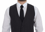 Dolce & Gabbana Elegant Striped Gray Dress Vest