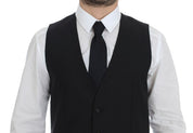 Dolce & Gabbana Elegant Black Wool Silk Dress Vest