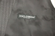 Dolce & Gabbana Elegant Gray Striped Wool Dress Vest