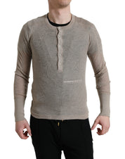 Dolce & Gabbana Henley Pullover Beige Cashmere Sweater