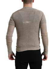 Dolce & Gabbana Henley Pullover Beige Cashmere Sweater