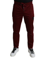 Dolce & Gabbana Maroon Cotton Stretch Jogger Pants