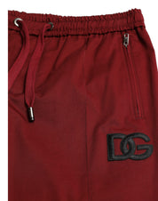 Dolce & Gabbana Maroon Cotton Stretch Jogger Pants