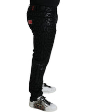 Dolce & Gabbana Exquisite Slim-fit Patterned Black Jeans