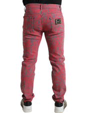 Dolce & Gabbana Red Tie Dye Skinny Denim Jeans