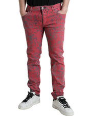 Dolce & Gabbana Red Tie Dye Skinny Denim Jeans