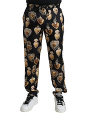 Dolce & Gabbana Chic Heart Print Silk Pajama Pants