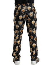 Dolce & Gabbana Chic Heart Print Silk Pajama Pants