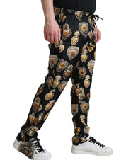 Dolce & Gabbana Chic Heart Print Silk Pajama Pants