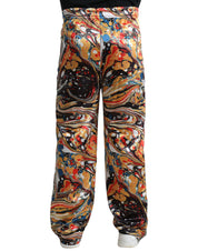 Dolce & Gabbana Elegant Satin Track Pants in Multicolor Marble