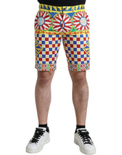 Dolce & Gabbana Multicolor Carretto Print Men Bermuda Shorts