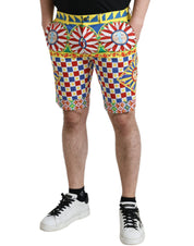 Dolce & Gabbana Multicolor Carretto Print Men Bermuda Shorts