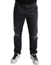 Dolce & Gabbana Elegant Slim Fit Tattered Denim Jeans