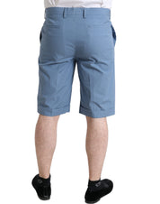 Dolce & Gabbana Sky Blue Cotton Folded Hem Men Bermuda Shorts