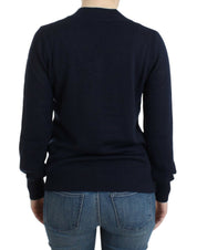 Costume National Dark blue V-neck wool sweater