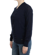 Costume National Dark blue V-neck wool sweater