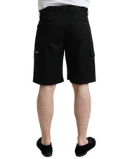 Dolce & Gabbana Black Cotton Stretch Cargo Bermuda Shorts