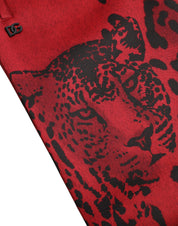 Dolce & Gabbana Elegant Leopard Print Joggers in Red and Black