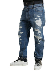 Dolce & Gabbana Chic Skinny Tattered Denim Jeans