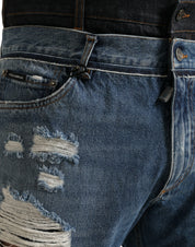 Dolce & Gabbana Chic Skinny Tattered Denim Jeans