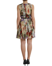 Dolce & Gabbana Beige Floral Sleeveless A-line Mini Dress