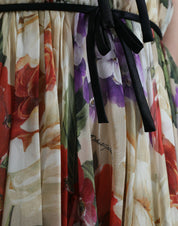Dolce & Gabbana Beige Floral Sleeveless A-line Mini Dress