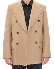 Dolce & Gabbana Elegant Beige Formal Wool Coat