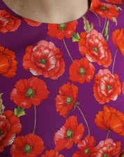 Dolce & Gabbana Multicolor Floral Poppy Print Sheath Dress