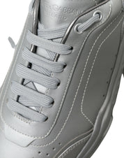 Dolce & Gabbana Elegant Silver Calfskin Leather Sneakers