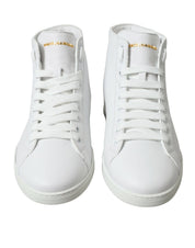 Dolce & Gabbana Elegant White Leather High Top Sneakers