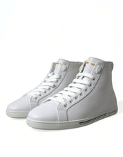 Dolce & Gabbana Elegant White Leather High Top Sneakers