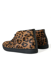 Dolce & Gabbana Elegant Leopard Print Mid-Top Sneakers